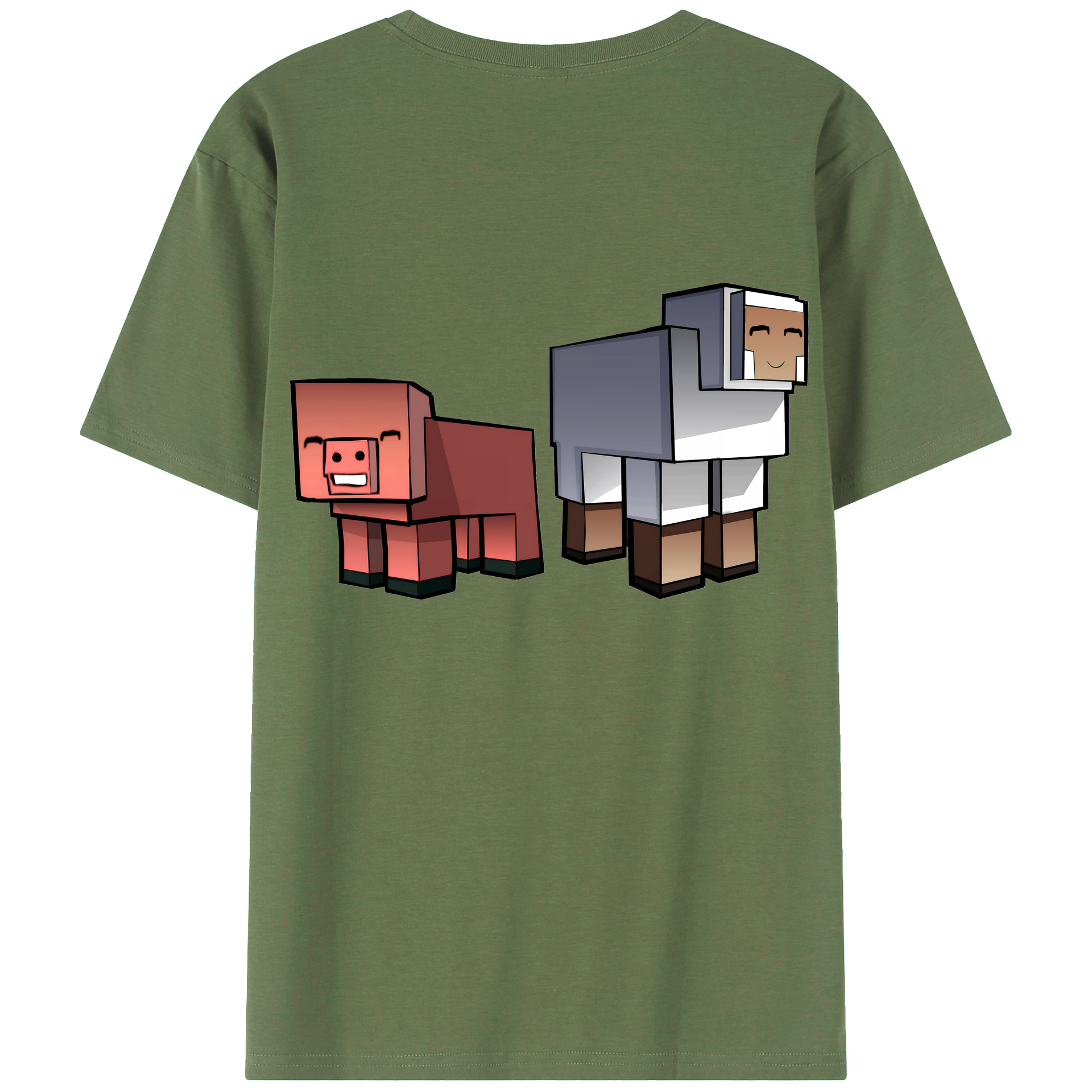 （画像用） マインクラフト ブロックの世界 Minecraft MC Block world 綿100％ メンズ半袖Tシャツ（バックプリント） 通気性
